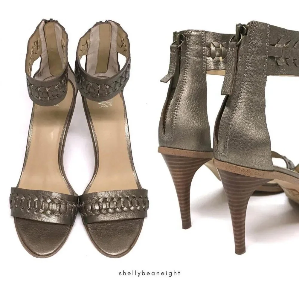 JOE'S JEANS PAX Bronze Gold Ankle Strap Heel Sandal 9 in BOX